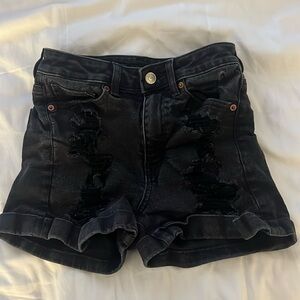 American eagle black ripped jeans shorts size 00.